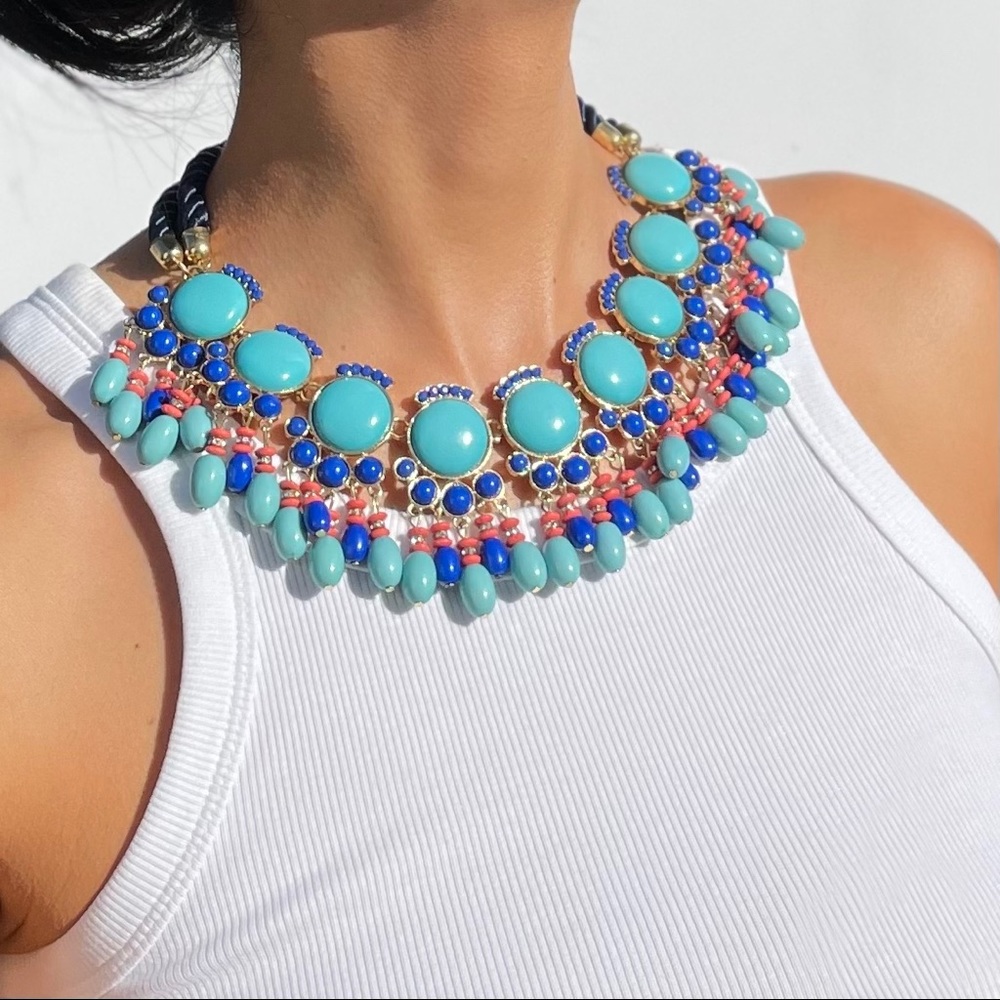 Erica Lyons Turquoise Coral Beaded Choker